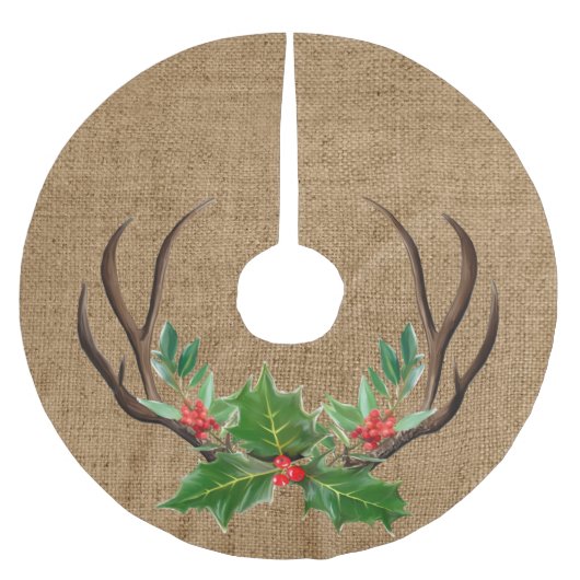 Rustic Antlers en Holly Kerstboom Rok (Voorkant)