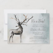 Rustic Antlers | Etheral Woodland Baby Boy Shower Kaart (Voorkant)