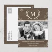 Rustic Antlers Holiday Briefkaart (Voorkant / Achterkant)