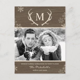 Rustic Antlers Holiday Briefkaart