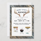 Rustic Antlers Manly Stuff Couples Wedding Shower Kaart (Voorkant)