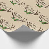 Rustic Antlers Merry Kerstmis Cadeaupapier (Hoek)