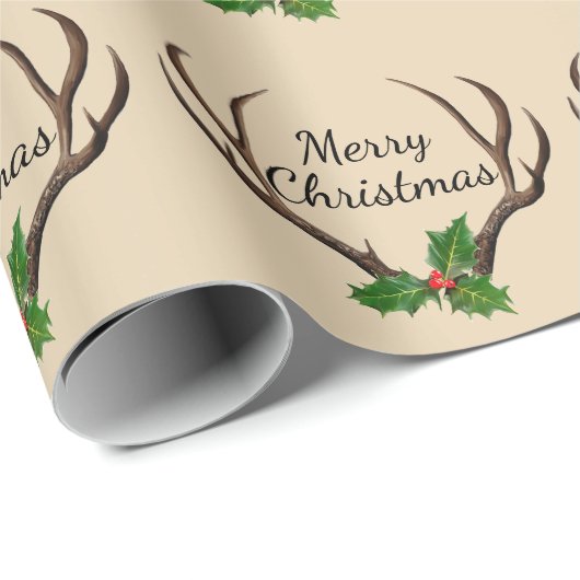 Rustic Antlers Merry Kerstmis Cadeaupapier (Rol Hoek)