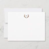 Rustic Antlers Monotgram Note Kaart (Voorkant)