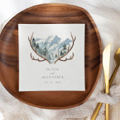 Rustic Antlers Mountain Boho Wedding Servet