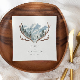 Rustic Antlers Mountain Boho Wedding Servet