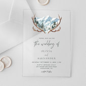 Rustic Antlers Mountain Wedding Acryl Uitnodigingen