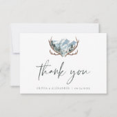 Rustic Antlers Mountain Wedding Bedankkaart (Voorkant)