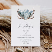 Rustic Antlers Mountain Wedding Kaart