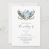 Rustic Antlers Mountain Wedding QR-code Kaart (Voorkant)