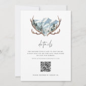 Rustic Antlers Mountain Wedding QR-code Kaart (Achterkant)