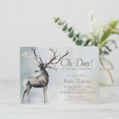Rustic Antlers | Oh Deer Little Buck Baby shower Kaart (Staand voorkant)