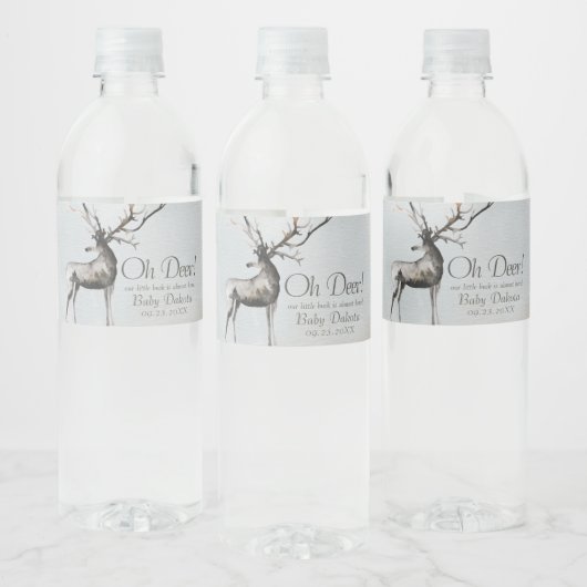 Rustic Antlers | Oh Deer Little Buck Baby shower Waterfles Etiket (Flessen)