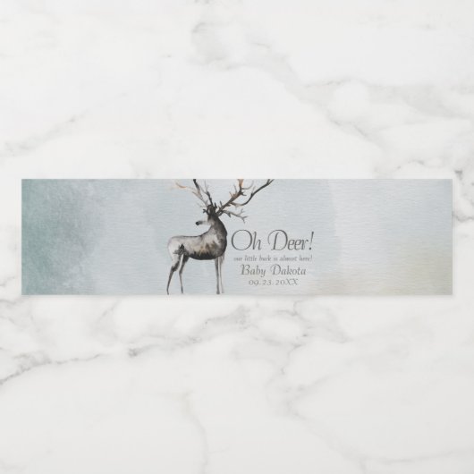 Rustic Antlers | Oh Deer Little Buck Baby shower Waterfles Etiket (Enkel label)