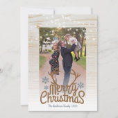Rustic Antlers Photo String Light Merry Kerstmis Feestdagenkaart (Voorkant)