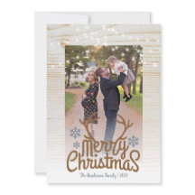 Rustic Antlers Photo String Light Merry Kerstmis