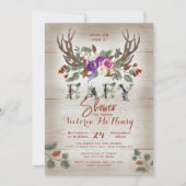 Rustic Antlers & Pine Branches Baby shower Kaart (Voorkant)