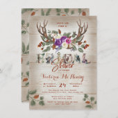 Rustic Antlers & Pine Branches Vrijgezellenfeest Kaart (Voorkant / Achterkant)