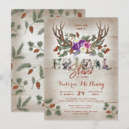 Rustic Antlers & Pine Branches Vrijgezellenfeest Kaart
