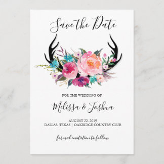 Rustic Antlers Save the Date Kaart