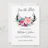 Rustic Antlers Save the Date Kaart (Voorkant)