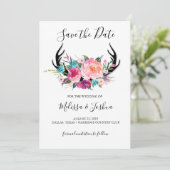 Rustic Antlers Save the Date Kaart (Staand voorkant)