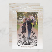 Rustic Antlers String Light Photo Merry Kerstmis Feestdagenkaart (Voorkant / Achterkant)