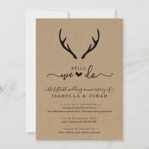 Rustic Antlers Wedding Jubileum Kaart