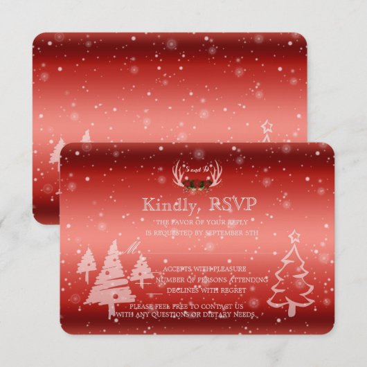 Rustic Antlers Winter Wedding RSVP Uitnodiging (Voorkant / Achterkant)