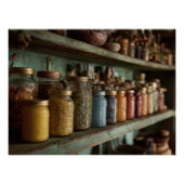 Rustic Apothecary Herb Jar Shelf Perfect Poster (Voorkant)