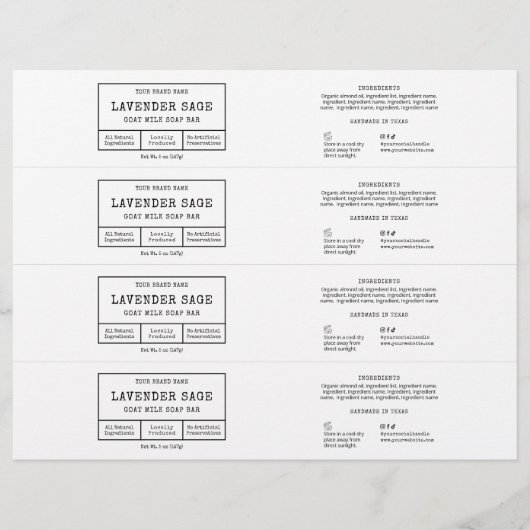Rustic Apothecary Zwart Wit Zeep Bar Wrap Label (Voorkant)