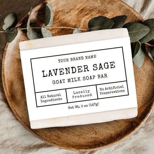 Rustic Apothecary Zwart Wit Zeep Bar Wrap Label