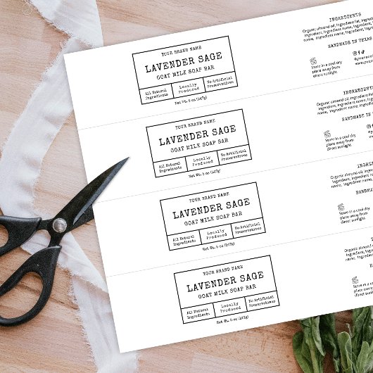 Rustic Apothecary Zwart Wit Zeep Bar Wrap Label