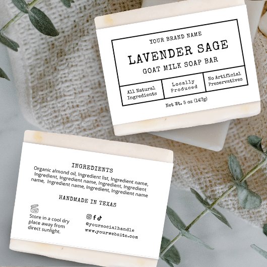 Rustic Apothecary Zwart Wit Zeep Bar Wrap Label