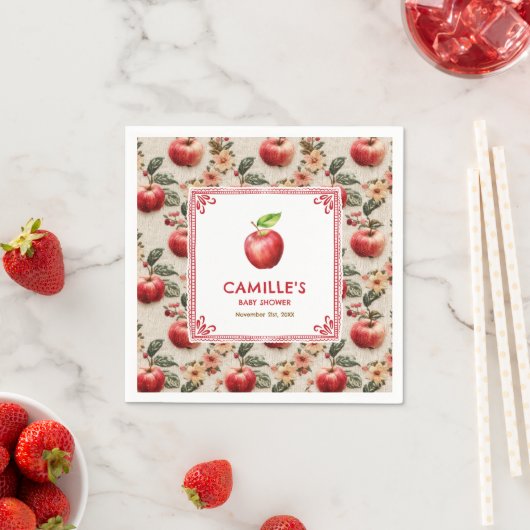 Rustic Apple Baby Shower Paper Napkins Servet (Insitu)