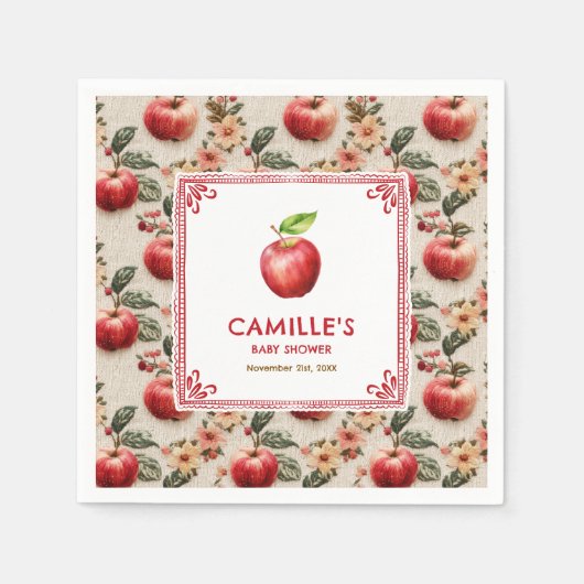Rustic Apple Baby Shower Paper Napkins Servet (Voorkant)