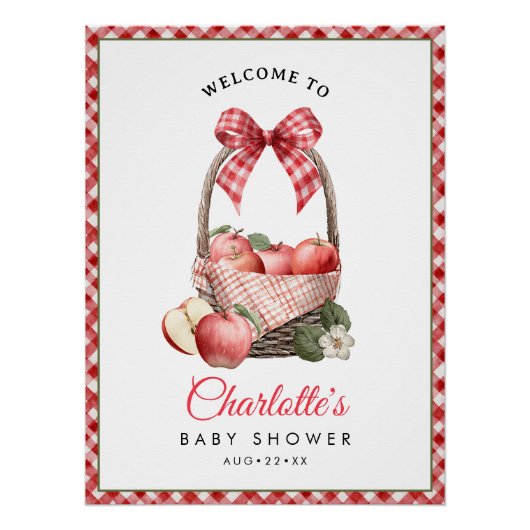 Rustic Apple Baby shower Welcome Sign Poster (Voorkant)