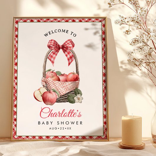 Rustic Apple Baby shower Welcome Sign Poster