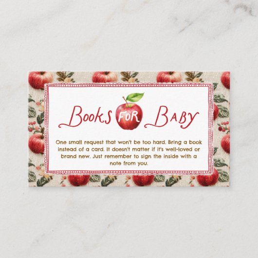 Rustic Apple Books for Baby Insert Card Informatiekaartje (Voorkant)