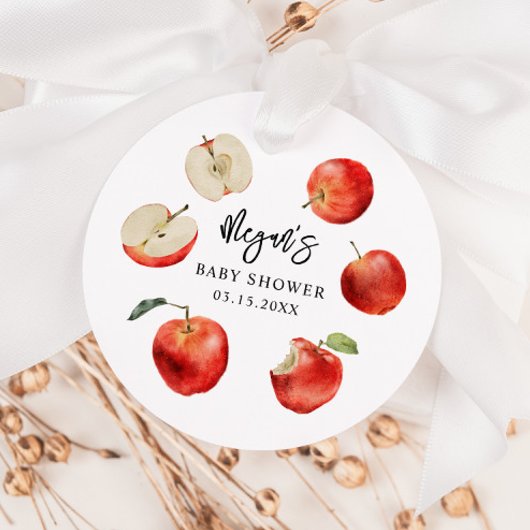 Rustic Apple Genderneutraal Baby shower Bedankjes Labels