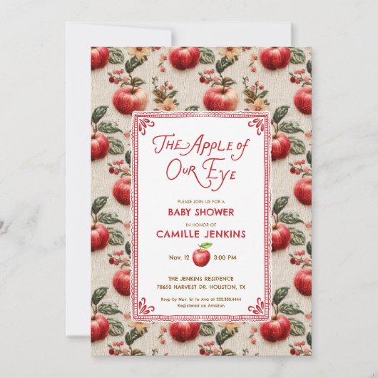 Rustic Apple of Our Eye Baby Shower Invitation Kaart (Voorkant)