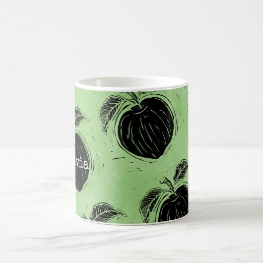 Rustic Apple Pattern Woodcut Koffiemok (Center)