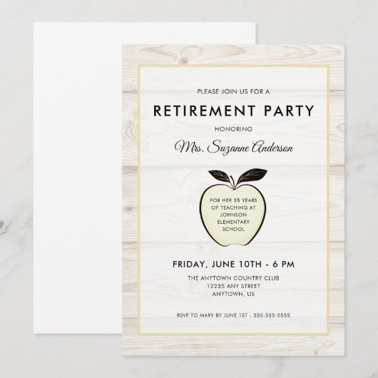 Rustic Apple | Teacher Retirement Party Kaart (Voorkant / Achterkant)