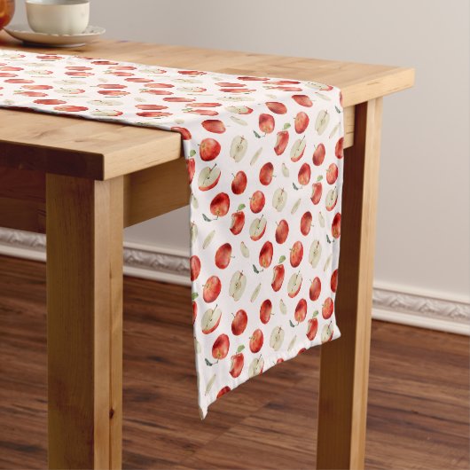 Rustic Apples Waterverf Pattern Medium Tafelloper (Voorbeeld)