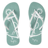 Rustic Aqua  Anchor Monogram Teenslippers (Voetbed)
