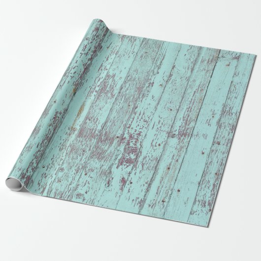 Rustic Aqua Barn Wood Cadeaupapier (Uitgerold)