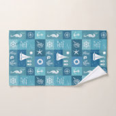 Rustic Aqua Blue Nautical Checker Patroon Aangepas Bad Handdoek (Handdoek)