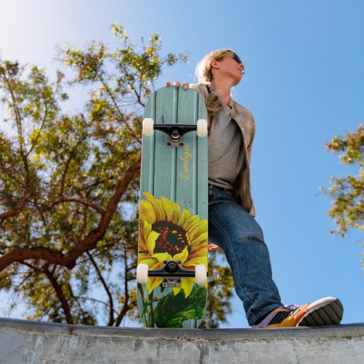 Rustic Aqua Boards Sunflower Custom Skateboard (Buiten 1)