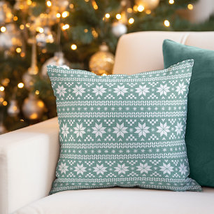 Rustic Aqua Fair Isle Holiday Sierkussen