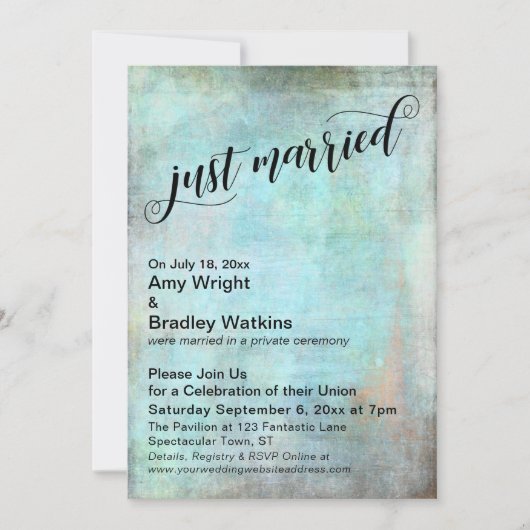 Rustic Aqua Net Getrouwd Bruiloftsfeest na de brui Kaart (Voorkant)